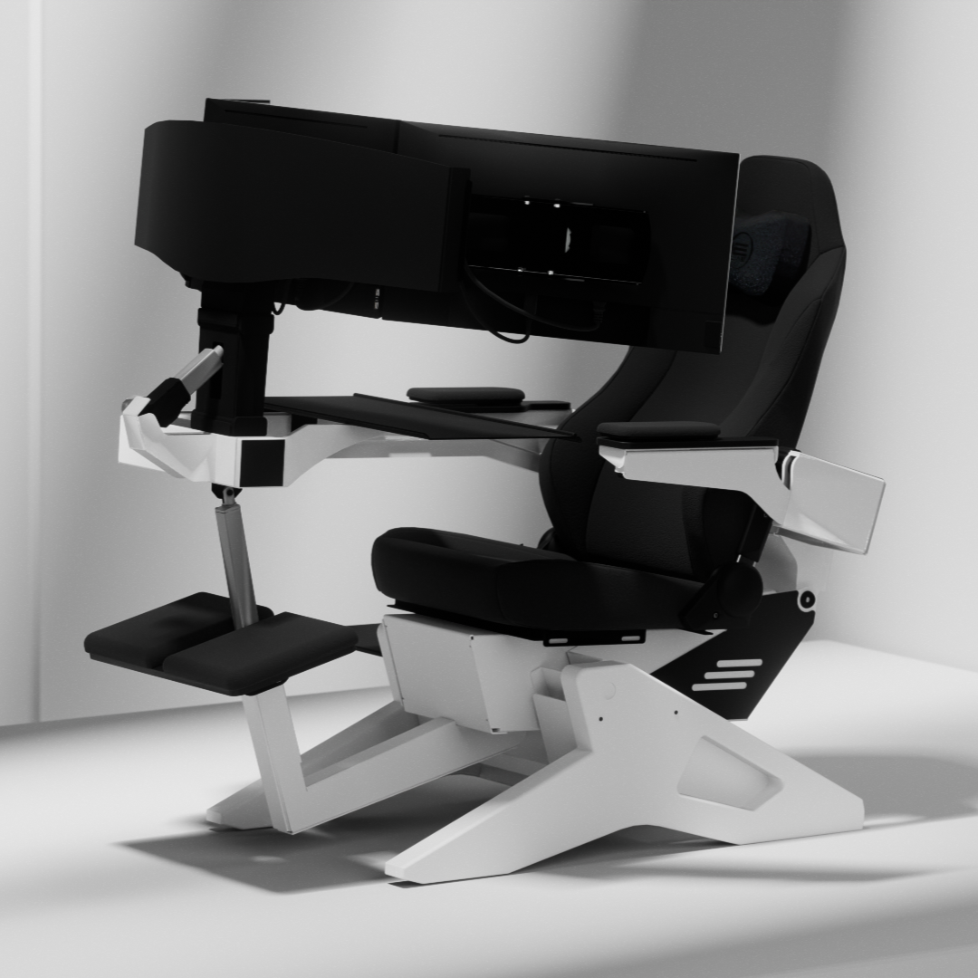 An Emperor S2 zero gravity ergonomic recliner workstation in a minimalistic background